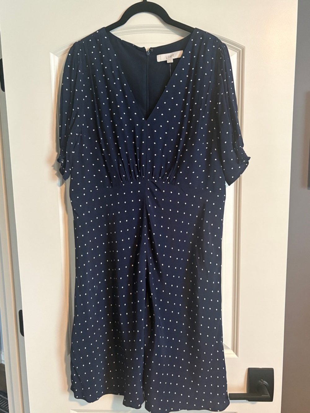 LOFT Navy Polka Dot V-Neck Tunic